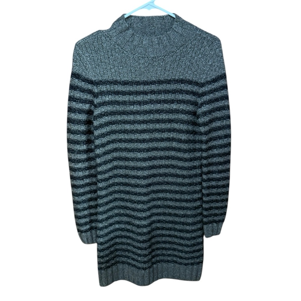 Y2K VTG Abercrombie & Fitch Charcoal and Dark Navy Striped Sweater Mini Dress